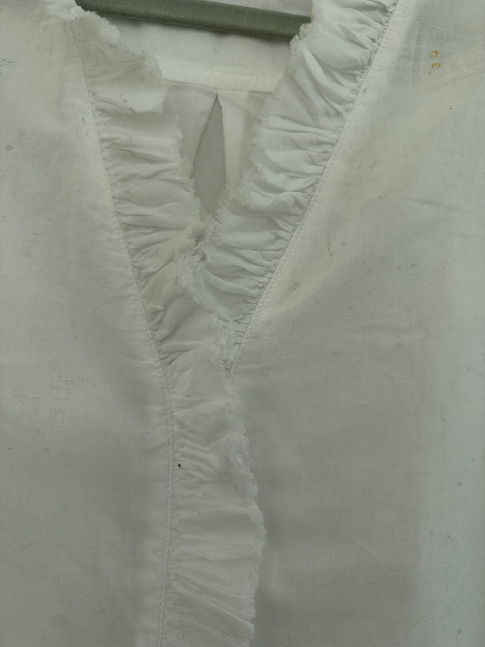 White Ruffle-Trim Button-Up Blouse - Picture 2 of 3
